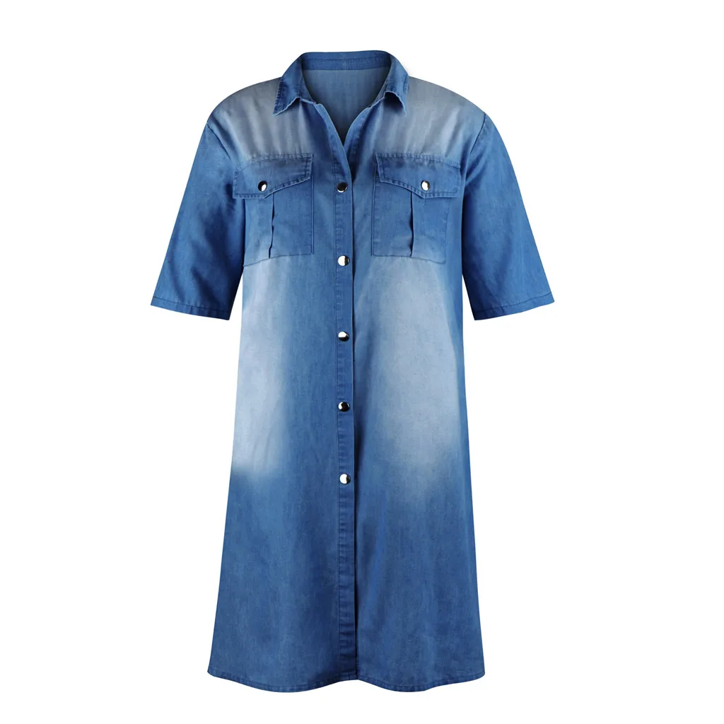 Женское платье размера плюс Asymetric джинсовые платья летучая мышь короткий рукав