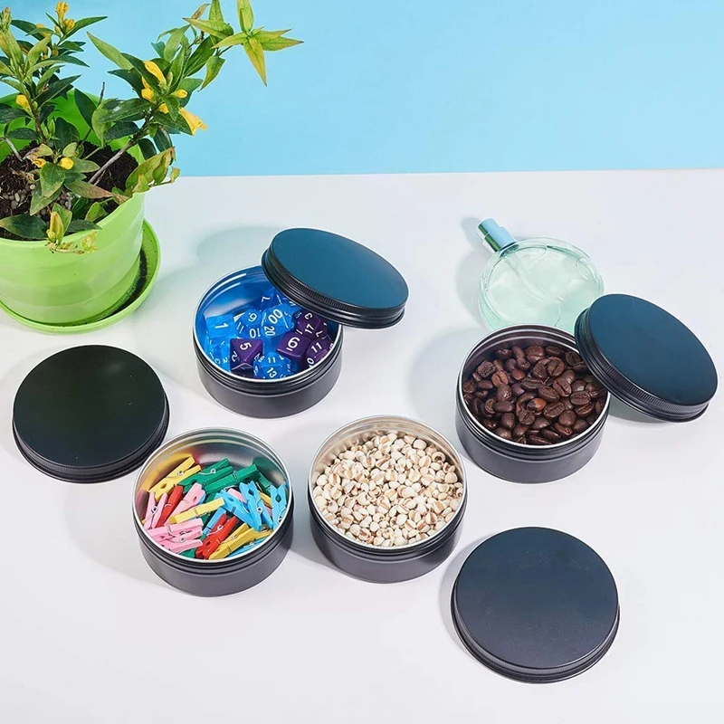 5 унций 12 упаковок черные круглые алюминиевые консервные банки с резьбой верхние