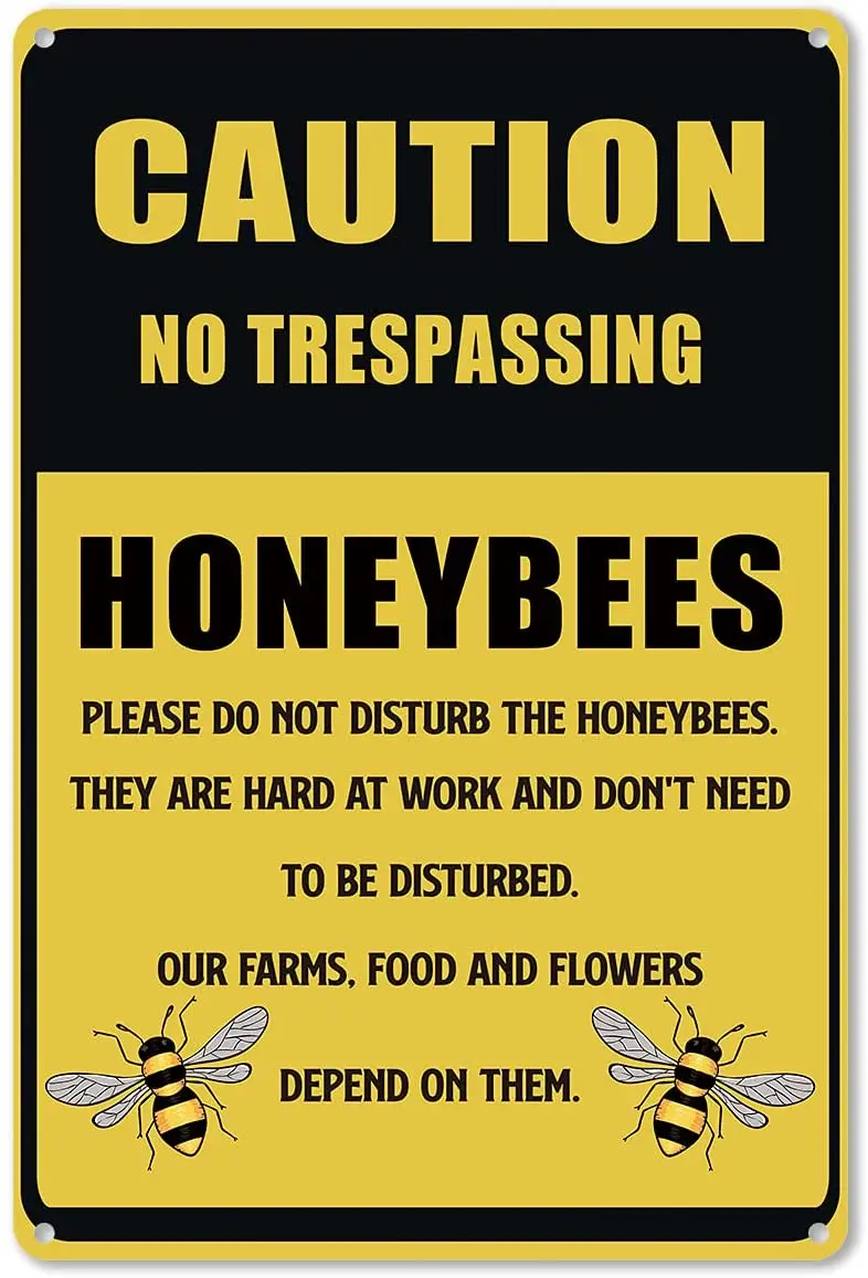 Осторожно не прекращающий металлический жестяной знак Настенный декор пчела для