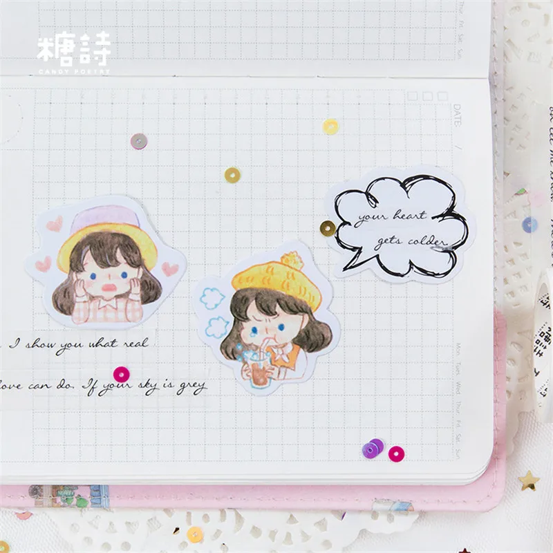 

Cute Lovely Girl Diary Planner handbook Stickers DIY Craft Photo Albums Sticker Decorative Mobile Scrapbooking Stickers