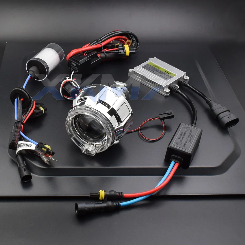 

Аксессуары для прожектора мотоцикла, Биксеноновая линза для фар проектора, полный комплект для модификации велосипедных фар «ангельские глазки» 2,0