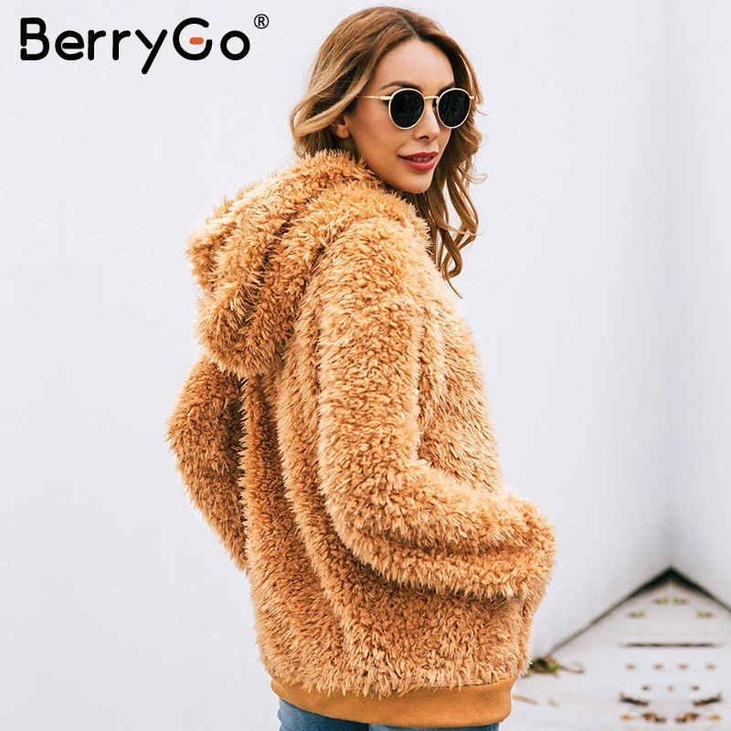 BerryGo/женские толстовки из искусственного меха толстовка плюшевый женский топ с