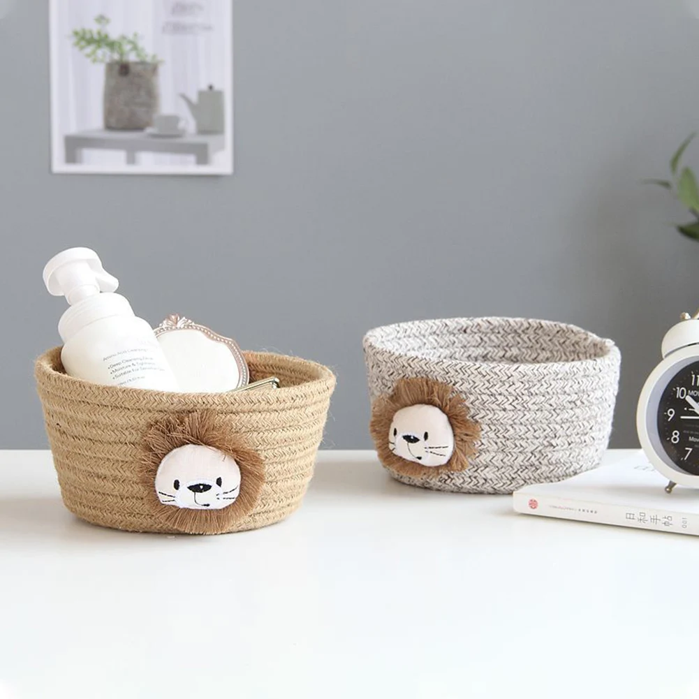 

Cartoon Animals Hand Woven Storage Basket Kids Toys Desktop Organizer Sundries Storage Box Laundry Baskets 16*9CM 1Pcs