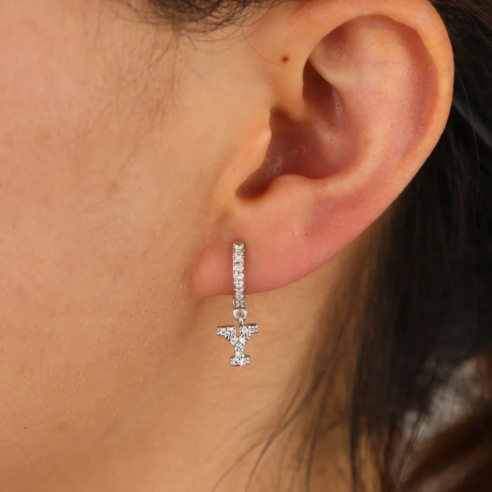 1 шт Золото 2 цвета чистый 26 начальный Шарм Круг висячие серьги имя буквы