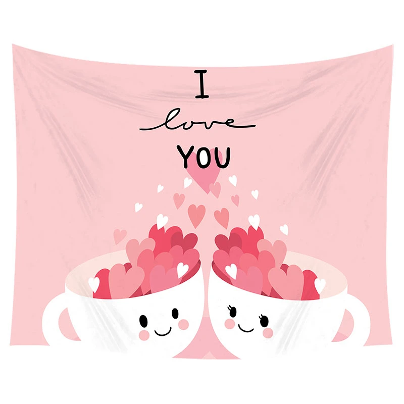 

FFO Red Pink Tapestry Valentine's Day Home Wall Decoration Tapestries Wife Gift Suprise Scene Layout