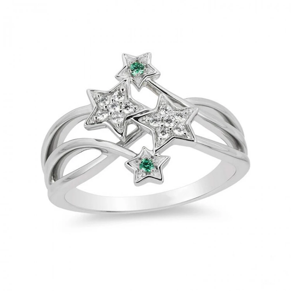 

HESHI European and American ins style simple fashion temperament tourmaline diamond star ring