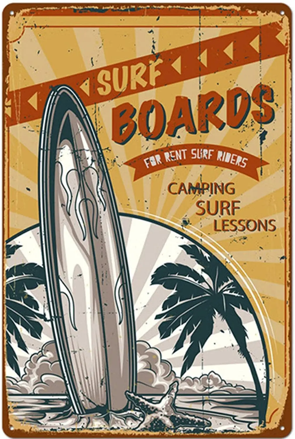 

Vintage Surf Decor Hawaii Los Angeles Metal Tin Signs Wall Art Plate Seaside Bar Pub Club Poster 12*8 Inch