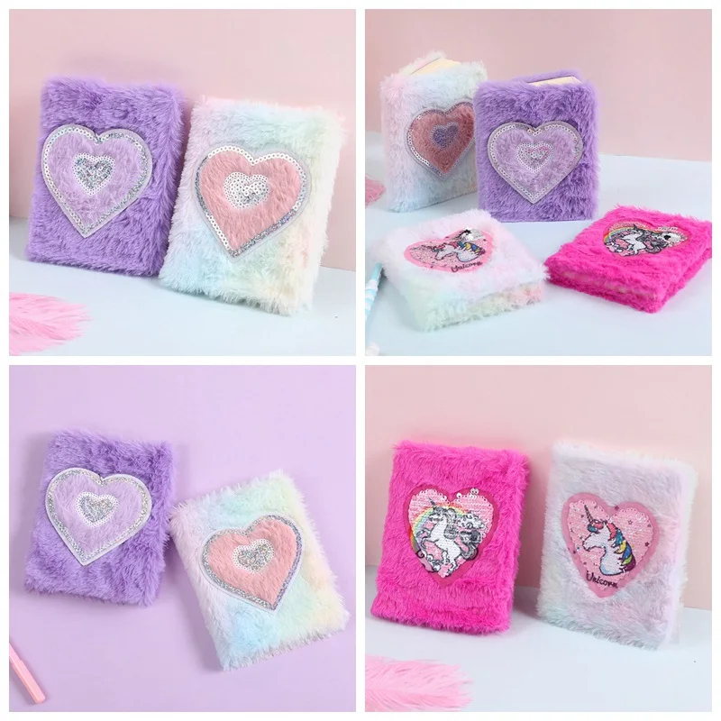 

Cute Cartoon Colorful Soft Plush Unicorn Pattern Notebooks For Girls Portable Pocket Diary Planner Notepad Stationery