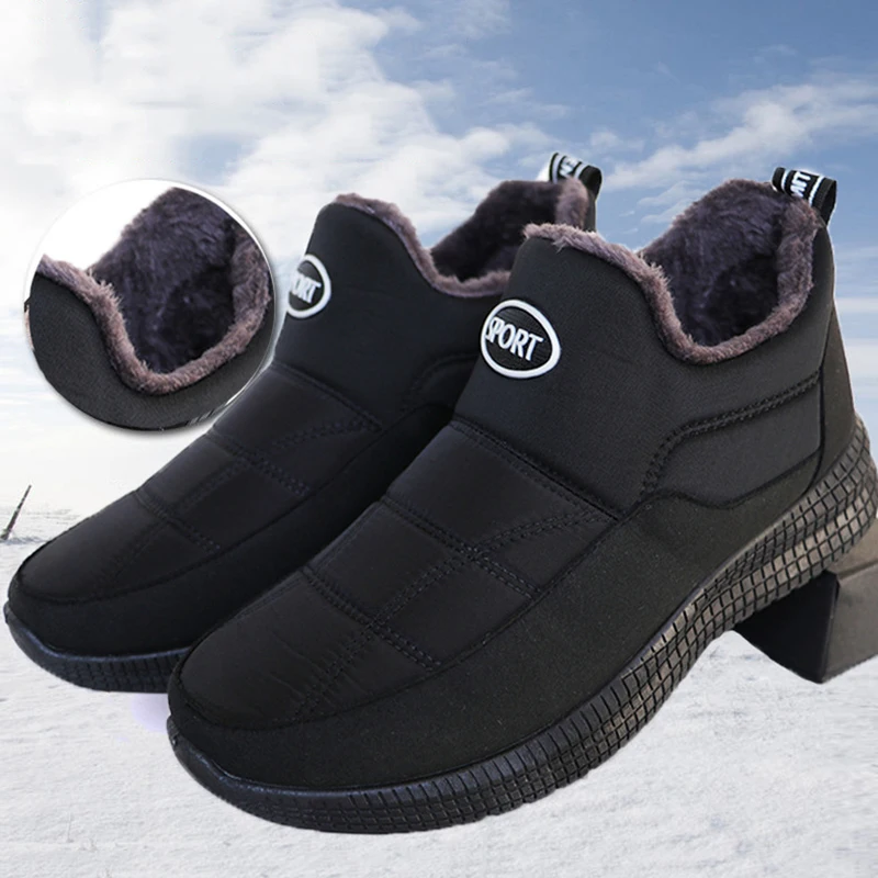 

Warm Fur Shoes Men Boots Waterproof Winter Plus Size Men's Boots Platform Sneakers Hiking Men's Sneaker Male Work Shoes Footwear