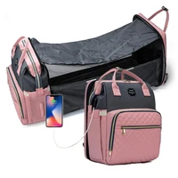 multifuncitonal mommy bag diaper bag soft foldable crib baby bed rechargeable backpack travel bed for infant toddler