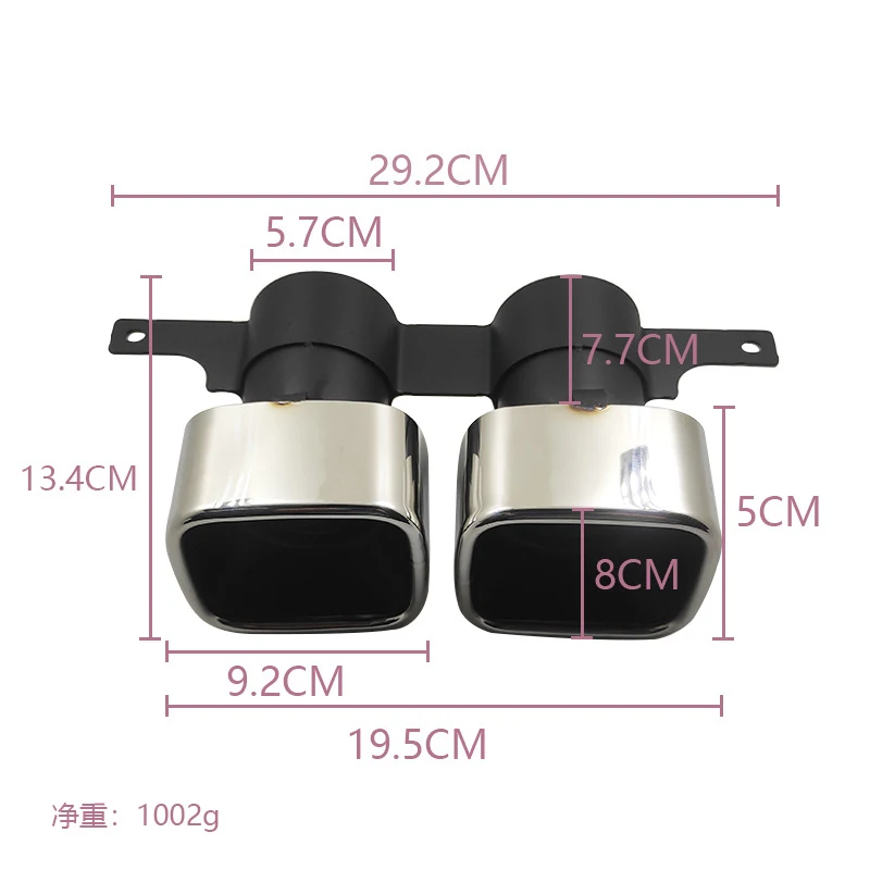 2pcs Square Mouth Dual Outlet Stainless Steel Exhaust Muffler Tube For Toyota Alphard Tail Pipe Tipe Throat Car Accessories | Автомобили и