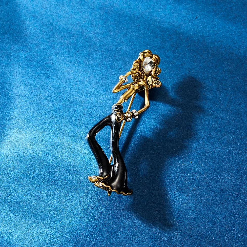 Мода Rhinestone танцы мальчик и девочка чертежное масло фигурка персонажа брошка заколка для женщин Девушка эмаль платье маленькое платье аксессуары