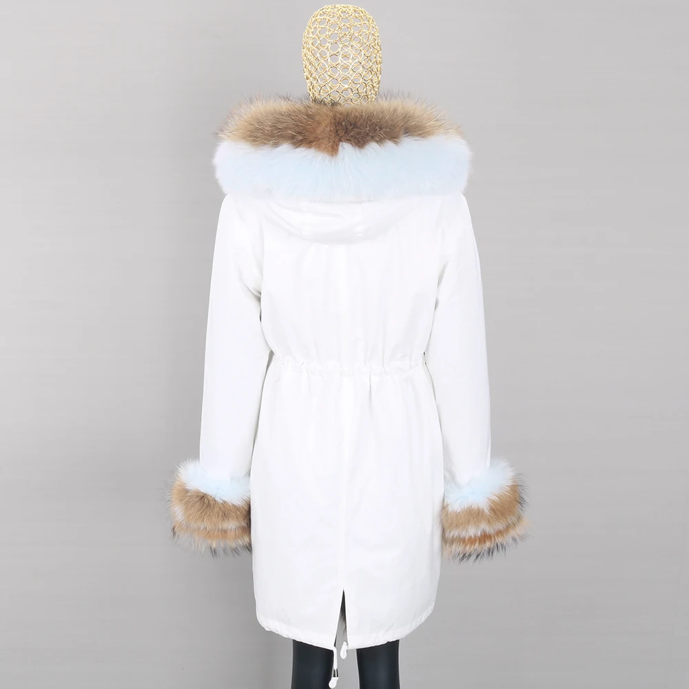 2022 Winter Jacket Women Real Fur Coat Silver Fox Color Matching Thick Racoon With Fox Fur Collar Natual fur Parka Streetwear