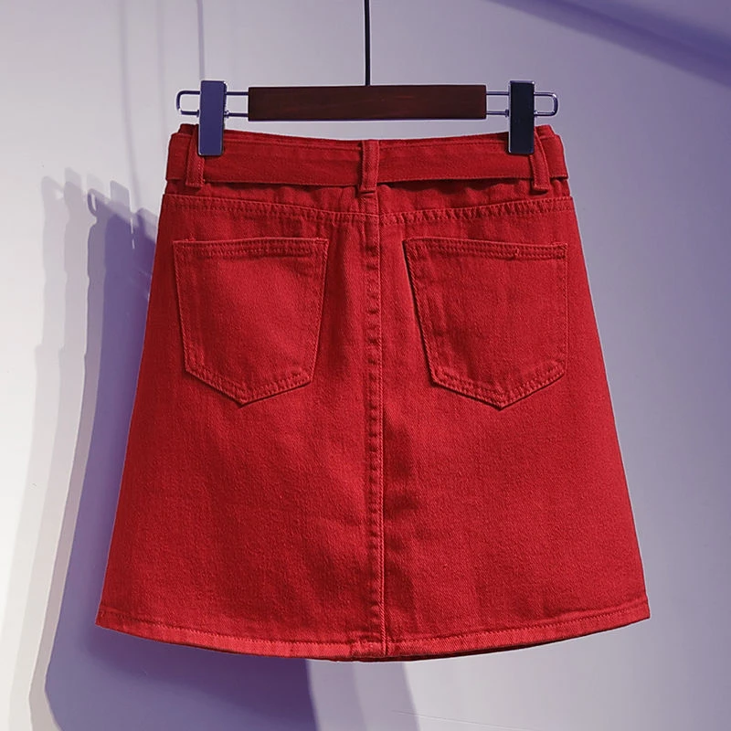 Хлопковые джинсовые осенне зимние женские юбки с высокой талией повседневные