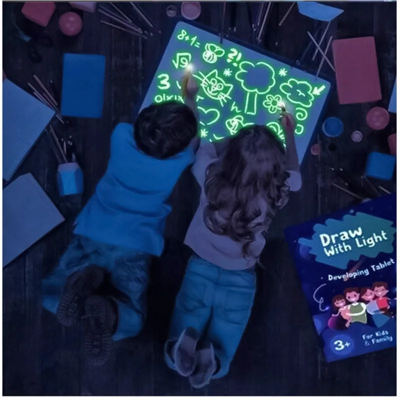 

Draw With Light Fun Painting Writing Pen Luminous Children's Graffiti Fluorescent 3D Drawing Board
