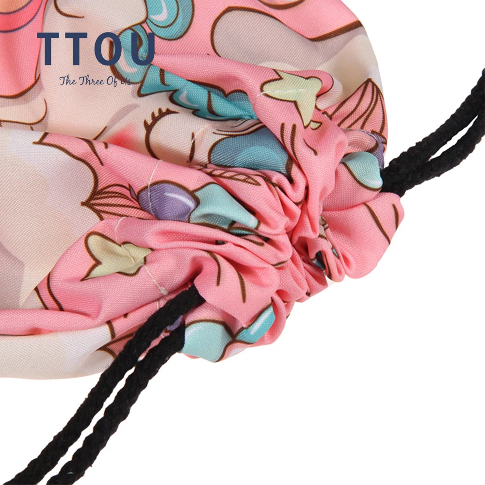 Женская сумка на шнурке TTOU маленький рюкзак с принтом единорога из мультфильма