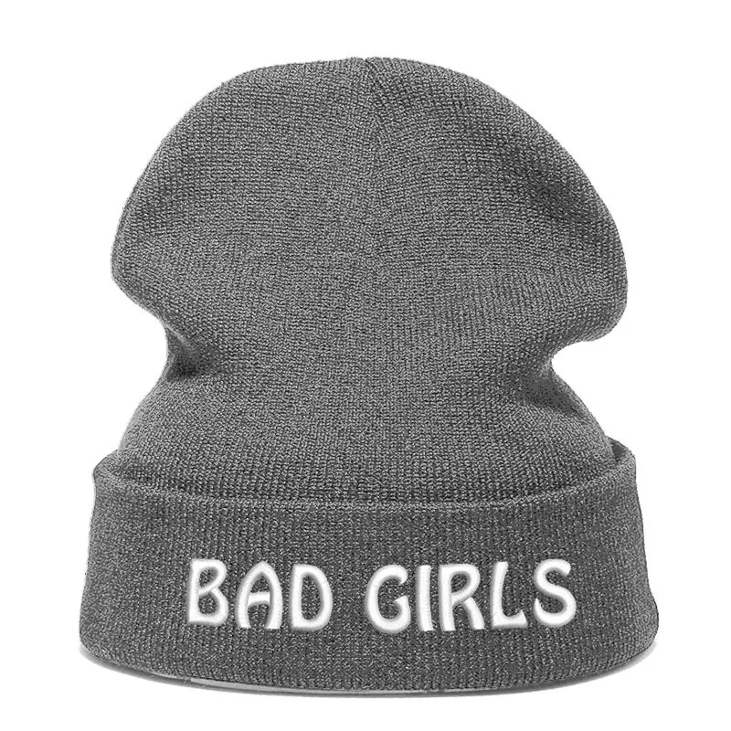 Beanie шляпа Skullie шапка, вязаная шапка-носок Зимняя Вышивка в стиле панк Для мужчин Для женщин подростков уличных танцев забавные персонализированные Csutomized плохие девчонки