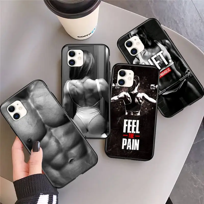 

Bodybuilding Gym Fitness Muscle Phone Case For iphone 12 11Pro Max 11 XR XS Max X 8 7 6 6S Plus 5 5S SE 2020 soft Cover Shell