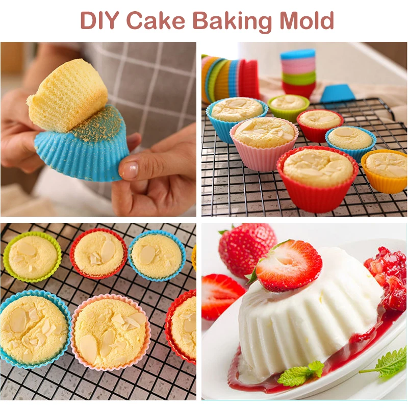 

6pcs Silicone Mold Heart Rose Flower Cupcake Soap Silicone Cake Mold Nonstick Heat Resistant Muffin Baking Molds