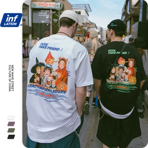 Забавная мужская футболка INFLATION Harajuku, мужская хлопковая футболка с принтом, Повседневная Свободная мужская футболка с коротким рукавом, 1023S20