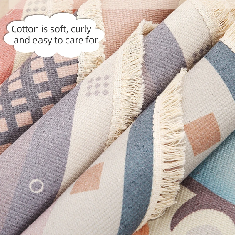 Bubble Kiss Cotton And Linen Round Carpet Simple Geometric Pattern Area Rugs For Living Room Tassel Design Home Bedside Carpets | Дом и сад