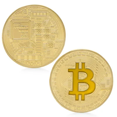 Позолоченные Биткоин памятные монеты коллекционные BTC художественная коллекция физический Q9QA - Цвет: Светло-желтый