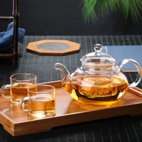 1l glass flower teapot heat resistant glasstea set tea infuser tea pot transparent water jug kung fu tea puer kettle coffee pots