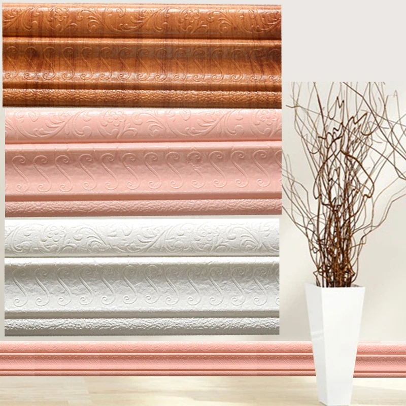 

3D Adhesive Room Decor Wall Molding Skirting Line Mural Border Sticker PE Foam For Background Wall Wall Skirt