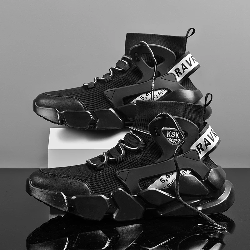 

New High Top Sneaker Man Lightweight Breathable Running Shoes for Men Platform Chunky Sport Shoes Outdoors Walking Fitness Shoes