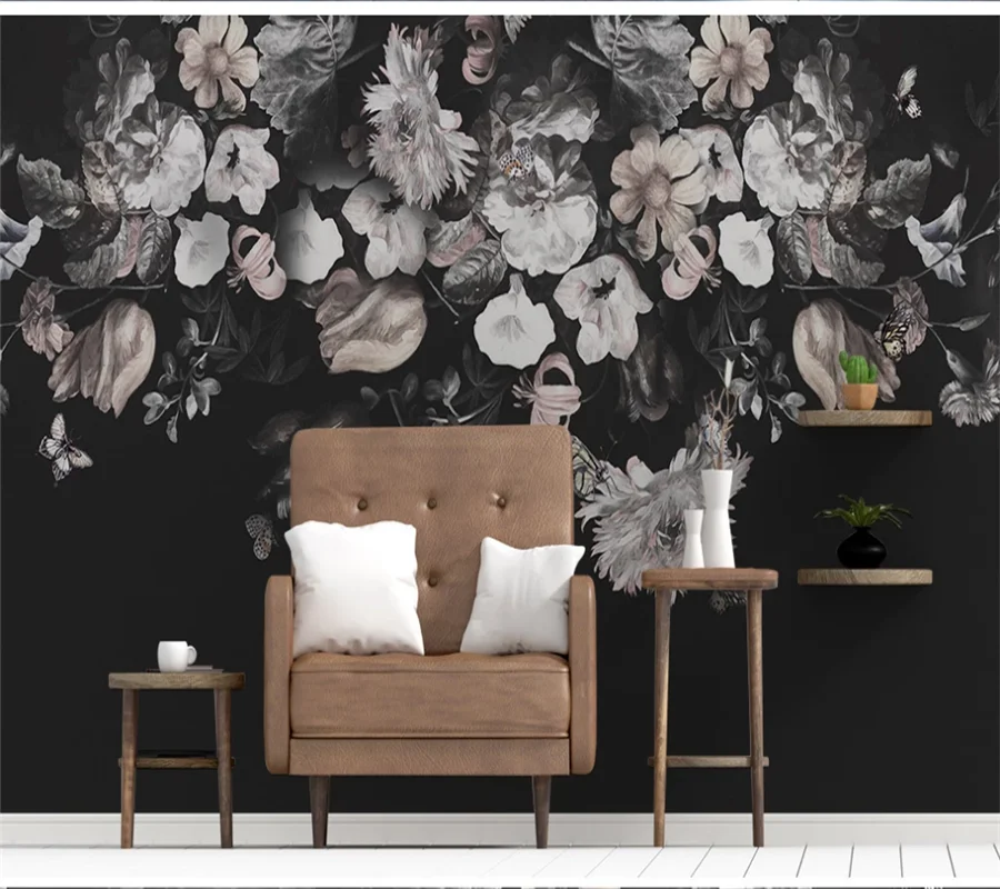 3d фотообои на заказ европейская ретро ностальгическая ручная роспись цветов фон