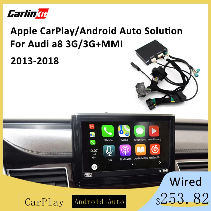 Carlinkit проводной Apple CarPlay декодер для Audi A8 3g/3g+ MMI 2010- muItimedia интерфейс CarPlay и Android авто комплект модернизации