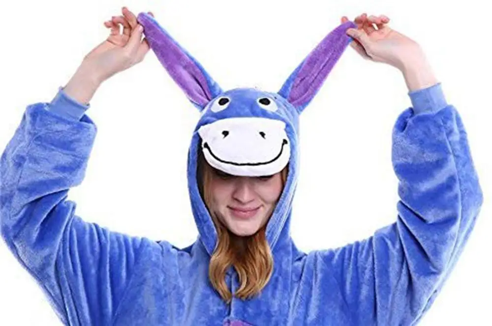 

Donkey Onesie Pajama Animal Cosplay Winter Jumpsuit Sleepwear for Unisex Adult