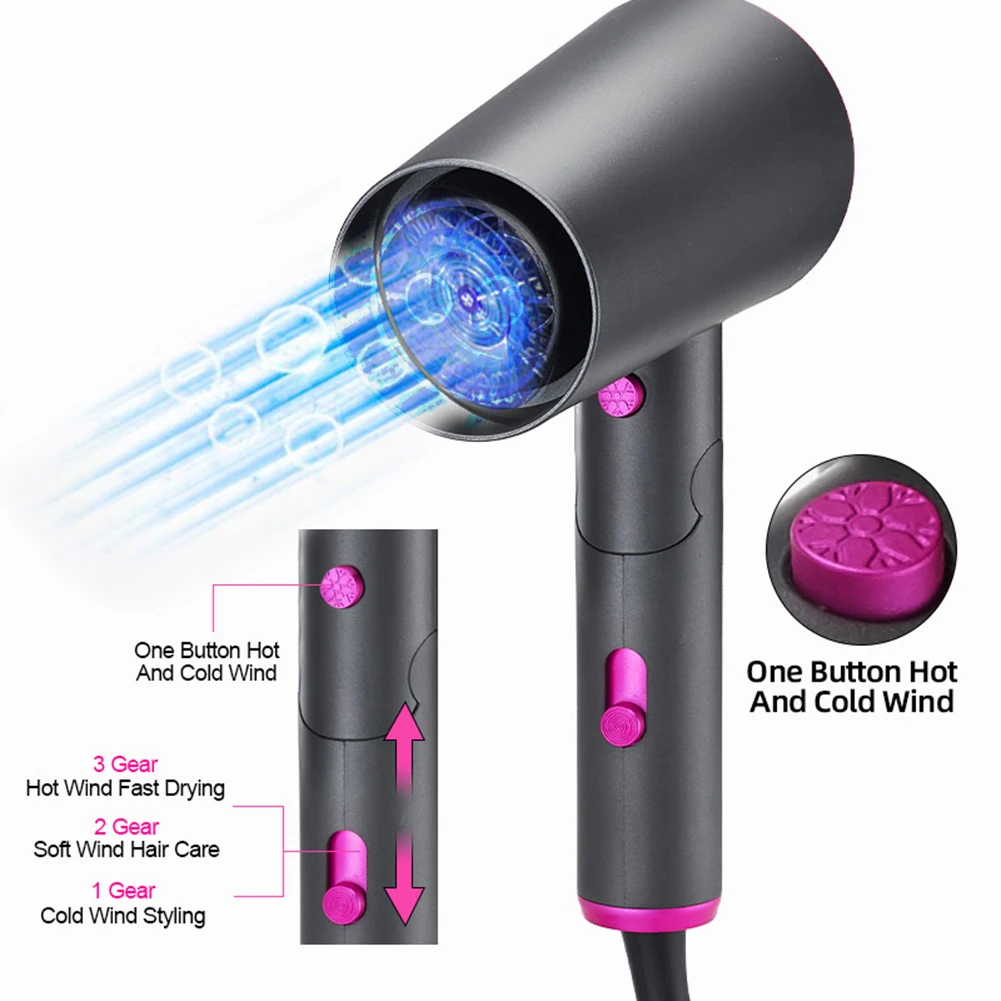 

Mini Foldable Hair Dryer 3 Speeds Adjustable Household Portable Electric Travel Air Blower Hair Care Salon Hair Styling Tools