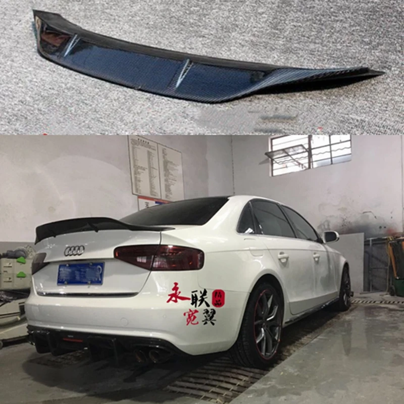 Черный спойлер для заднего багажника из углеродного волокна стиль R Audi A4 B8 B8.5 B9 2009