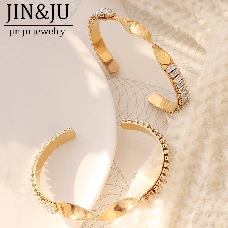 

JIN&JU Bracelet Dubaï Bijoux Femme Stainless Steel Jewelry For Women Bangles Браслеты на Pуку Pulsera Acero Inoxidable Mujer