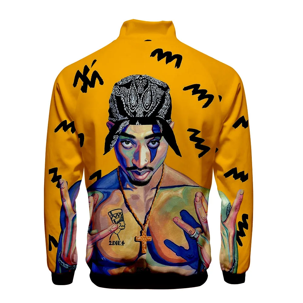 Американский рэппер 2PAC 3D прядь воротник молния Толстовка Повседневная Хип Хоп