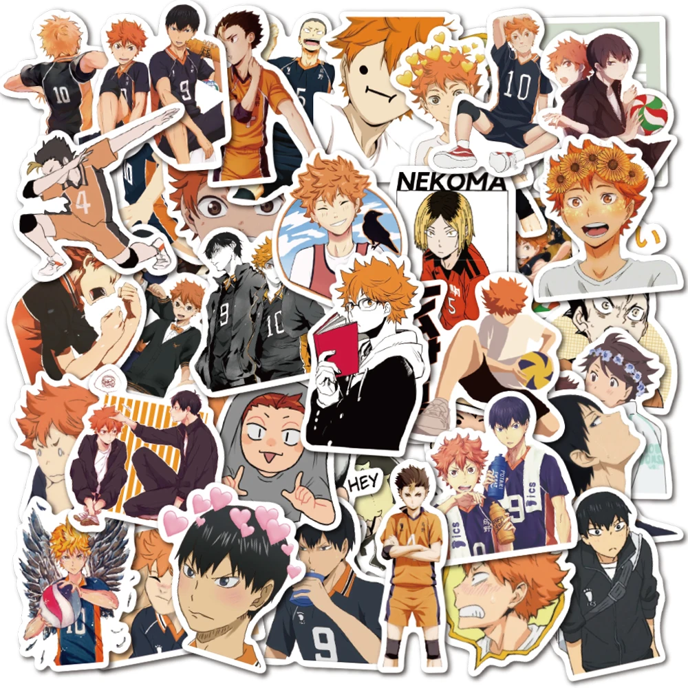 

Виниловые водонепроницаемые наклейки Haikyuu с японскими анимациями для детей, подростков, взрослых, чемоданов, ноутбуков, велосипедов, скейтб...