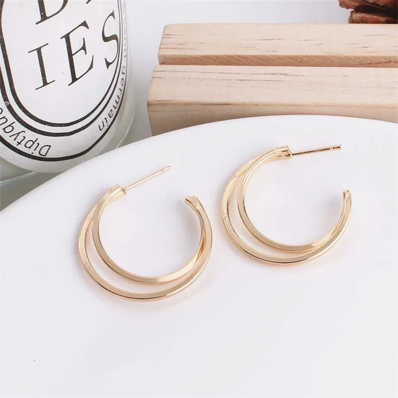 Простые серьги-гвоздики в форме Луны для женщин и девушек полукруглые полые