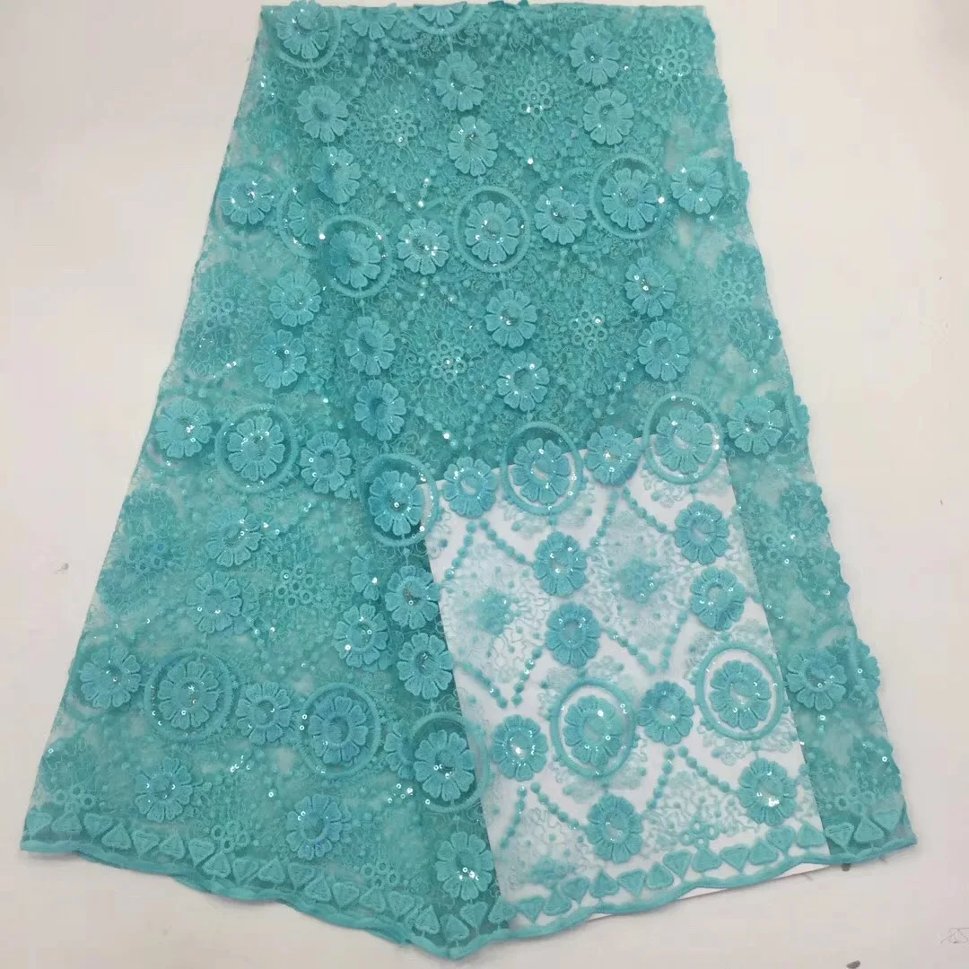 

Голубая Нигерия, свадебная, высококачественная, Тюлевая ткань с блестками