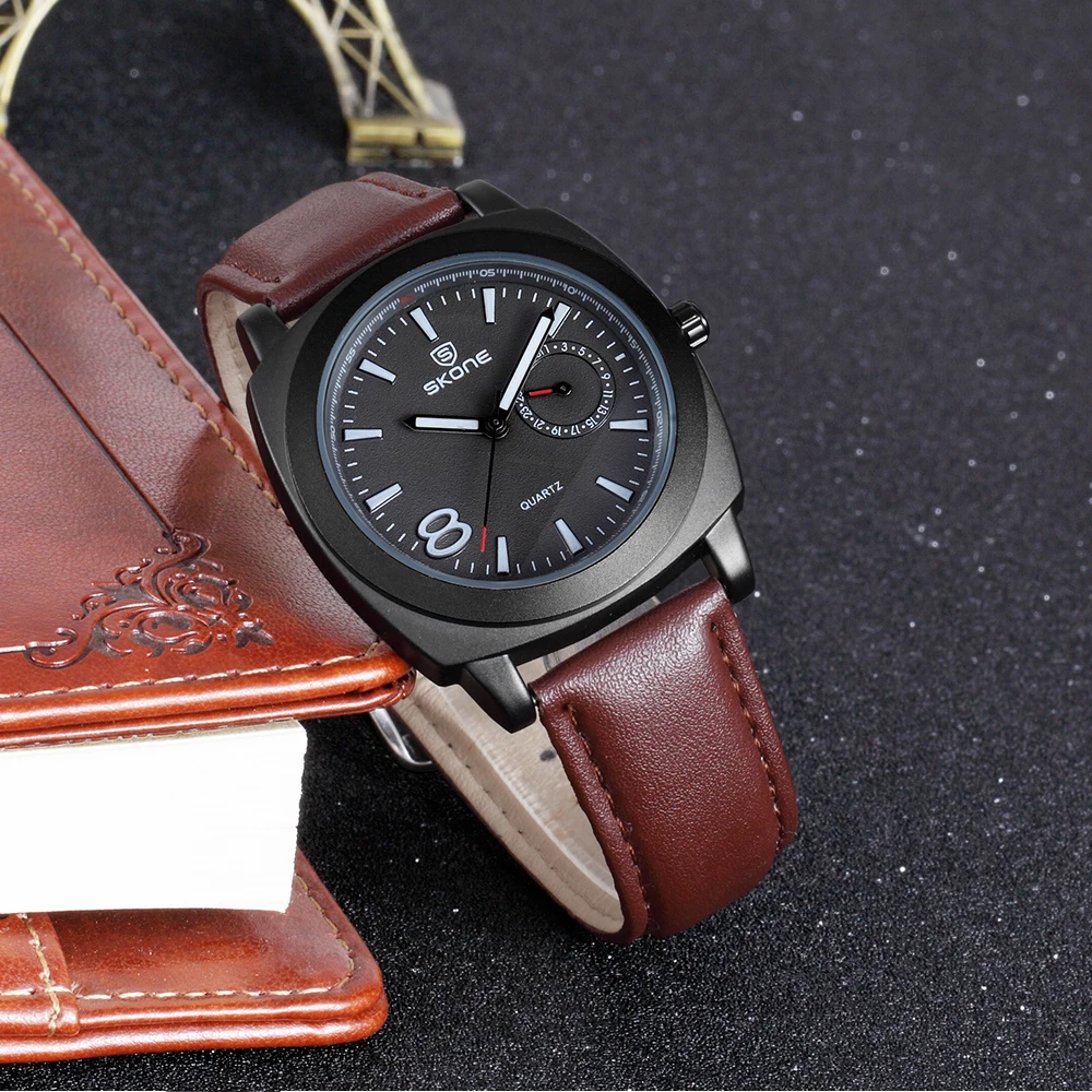 Часы наручные SKONE Мужские кварцевые с календарем модные брендовые роскошные