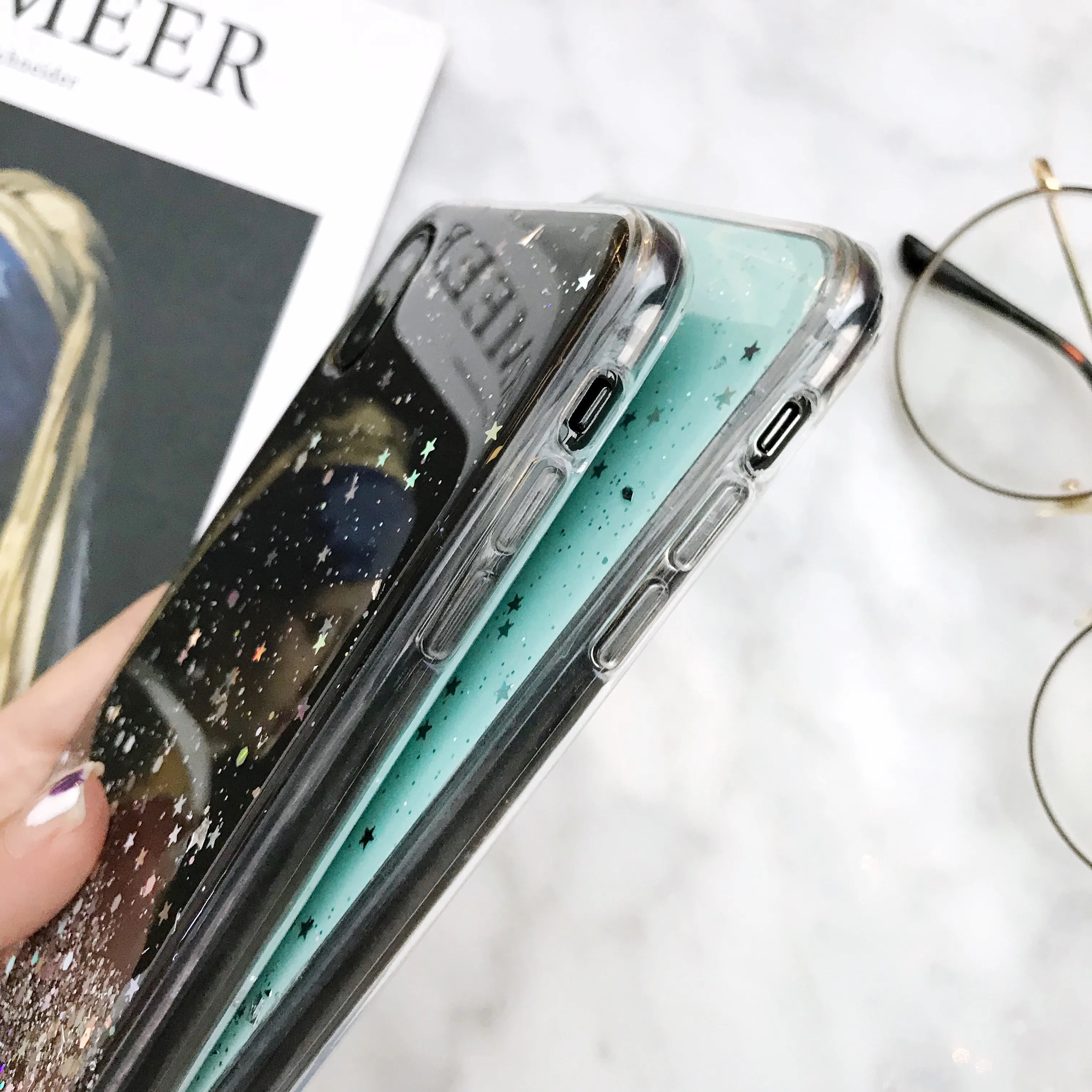 PEIPENG блестящая Звезда силиконовый чехол для iphone X XR XS MAX Блестящий Прозрачный 6 6S 7 8