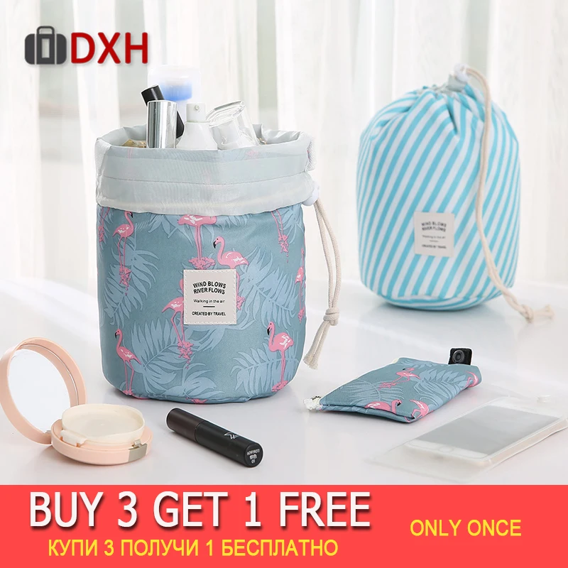 Круглая Водонепроницаемая косметичка DXH для макияжа органайзер туалетных