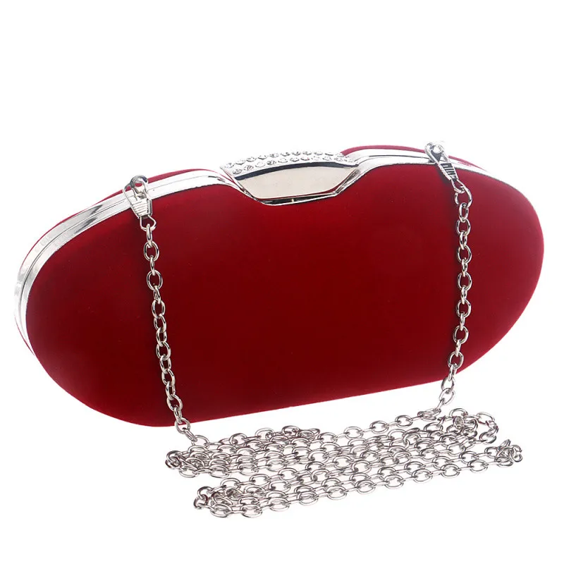 Fashion evening bags clutch women diamonds blue red velvet handbags chain shoulder bag for bridal bridesmaid polyester purses