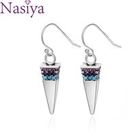 925 sterling silver earrings for women colorful zircon earrings water drop fashion jewelry gift party ear hoop cute wholesale