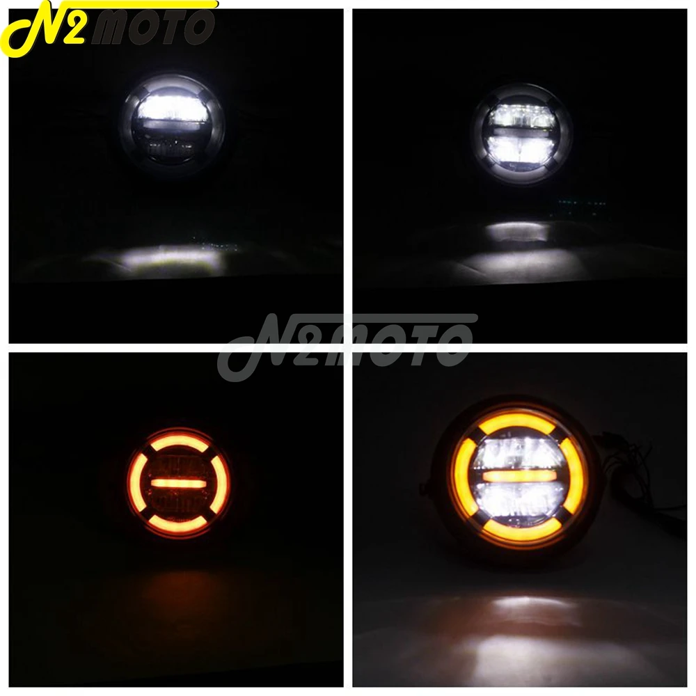 Мотоциклетная черная 7 &quotсветодиодный глая светодиодная фара 12-24 В с