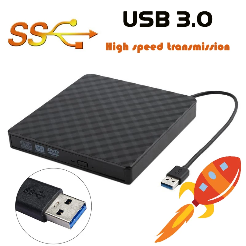 USB 3.0 Внешнее устройство записи DVD Записывающее Оптический привод RW Проигрыватель