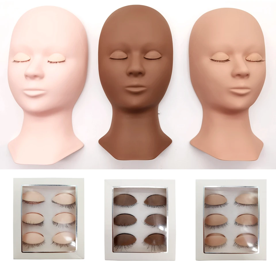 Модель головы манекена со съемными сменными веками для наращивания ресниц