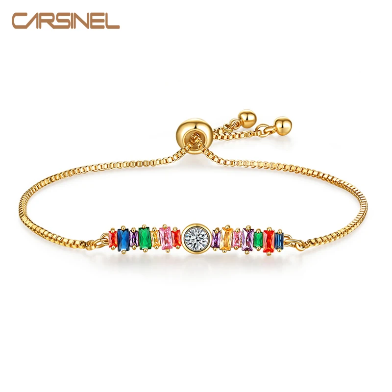 Бренд CARSINEL модный цветной браслет с подвесками в виде цветных кристаллов и