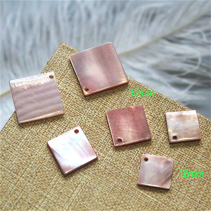 5 шт./пакет натуральная ракушка розовая квадратная Подвеска 10 мм 12 отверстие в