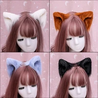 2pcs japanese lolita cute edge clip plush animal ear headdress hand as a simulation of animal ear hairpin